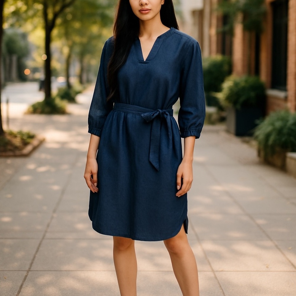 Anne Klein | Denim Wash Tencel Shirt Dress - NWT